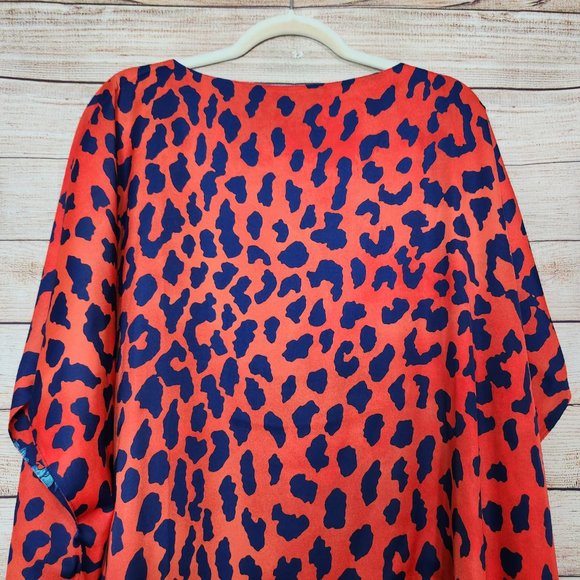 IMAN Global Chic Reversible Printed Poncho Top Floral Leopard Print Women's M/L - Picture 15 of 16